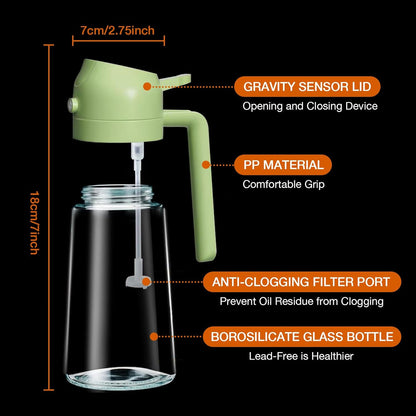 YARRAMATE Oil Sprayer for Cooking, 2 in 1 Olive Oil Dispenser Bottle for Kitchen, 16oz/470ml Premium Glass Oil Bottle, Food-grade Oil Mister for Air Fryer, Salad, Frying, BBQ (Creamy White)