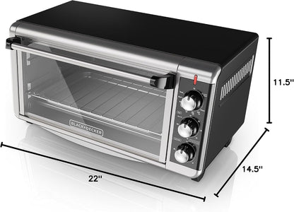 BLACK+DECKER 8-Slice Extra Wide Convection Toaster Oven, TO3250XSB, Fits 9"x13" Oven Pans and 12" Pizza, Stainless Steel/Black