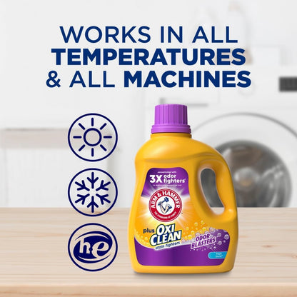 Arm & Hammer Plus OxiClean Odor Blasters Fresh Burst, 128 Loads Liquid Laundry Detergent, 166.5 Fl oz