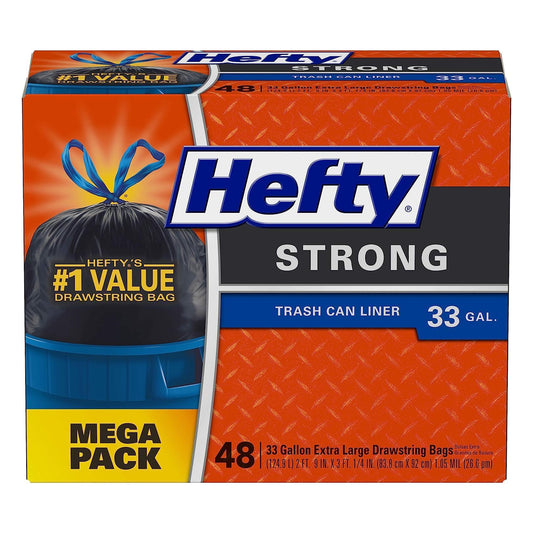 Hefty Strong Large Trash Bags, 33 Gallon, 48 Count