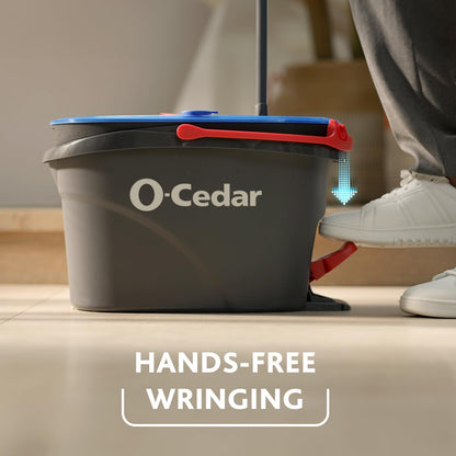 O-Cedar EasyWring RinseClean Microfiber Spin Mop & Bucket Floor Cleaning System with 3 Extra Refills, Plastic, Grey