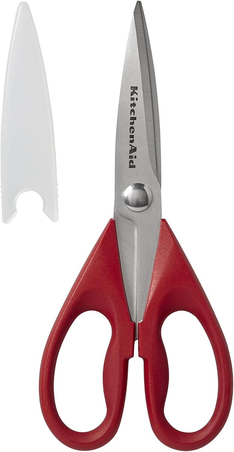 KitchenAid All Purpose Kitchen Shears with Protective Sheath for Everyday use, Dishwasher Safe Stainless Steel Scissors with Comfort Grip, 8.72-Inch, Black