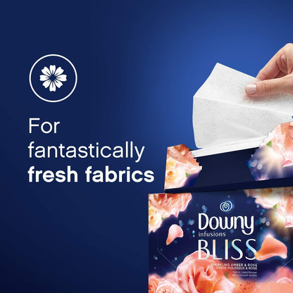 Downy Infusions Mega Dryer Sheets, Laundry Fabric Softener, CALM, Lavender and Vanilla Bean, 180 Count (3 box of 60 sheets)