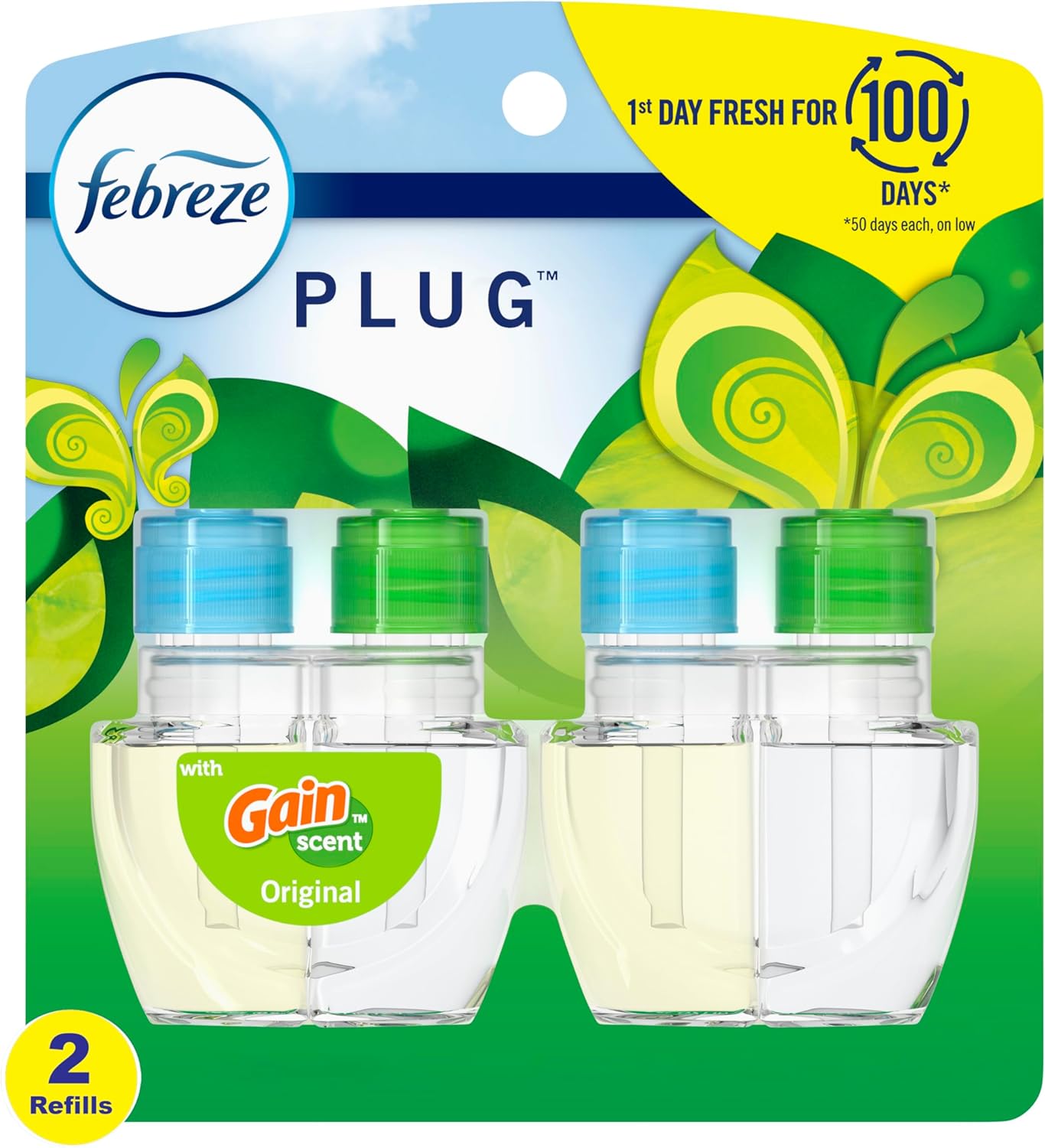 Febreze Plug in Air Fresheners, Gain Original Scent, Odor Eliminator for Strong Odors, Scented Oil Refill (3 Count)