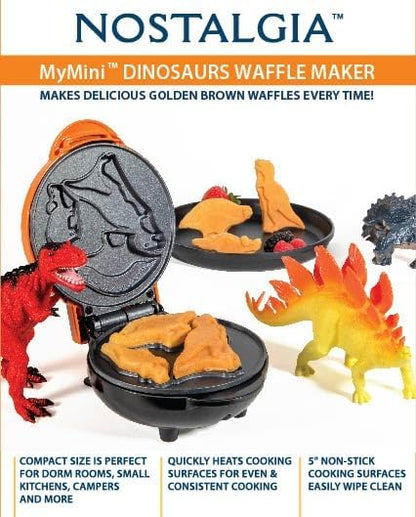 Nostalgia MyMini Cars and Trucks Shape Electric Waffle Maker, 5-Inch Non-Stick Griddle for Waffles, Hash Browns, Eggs, and More, Yellow