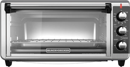 BLACK+DECKER 8-Slice Extra Wide Convection Toaster Oven, TO3250XSB, Fits 9"x13" Oven Pans and 12" Pizza, Stainless Steel/Black