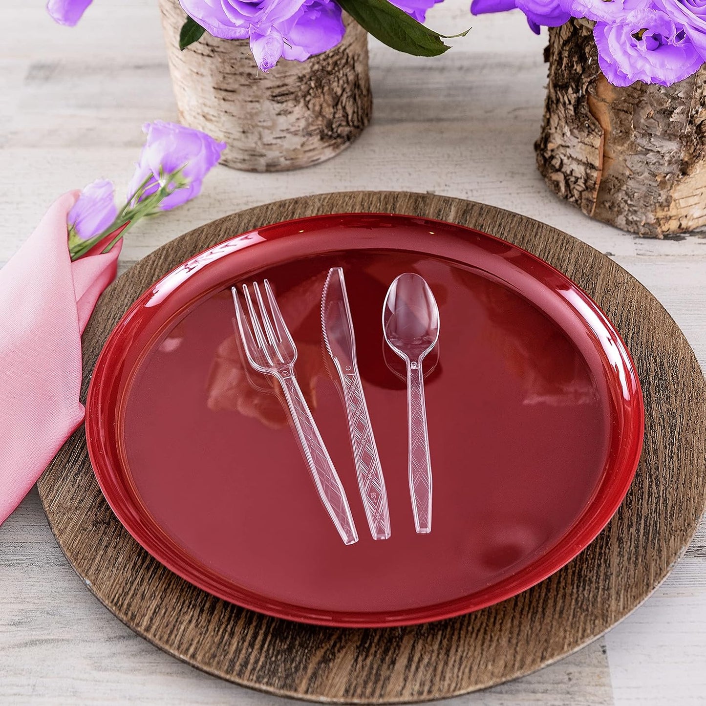 Party Bargains Disposable Cutlery set, SAPPHIRE Design, Clear Color, 360 Pieces: 180 Forks, 120 Spoons, 60 Knives