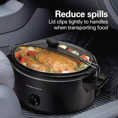 Hamilton Beach Slow Cooker, Extra Large 10 Quart, Stay or Go Portable With Lid Lock, Dishwasher Safe Crock, Black (33195)
