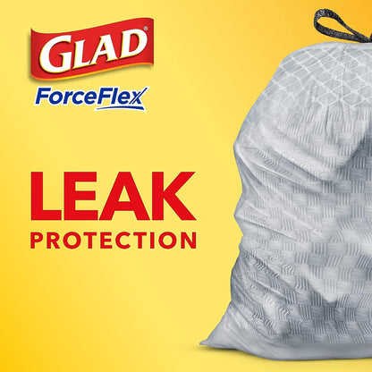 GLAD ForceFlex Tall Kitchen Drawstring Trash Bags, 13 Gallon Grey Trash Bag for Kitchen Trash Can, Odor Shield, Odor Eliminator and Leak Protection, 110 Count