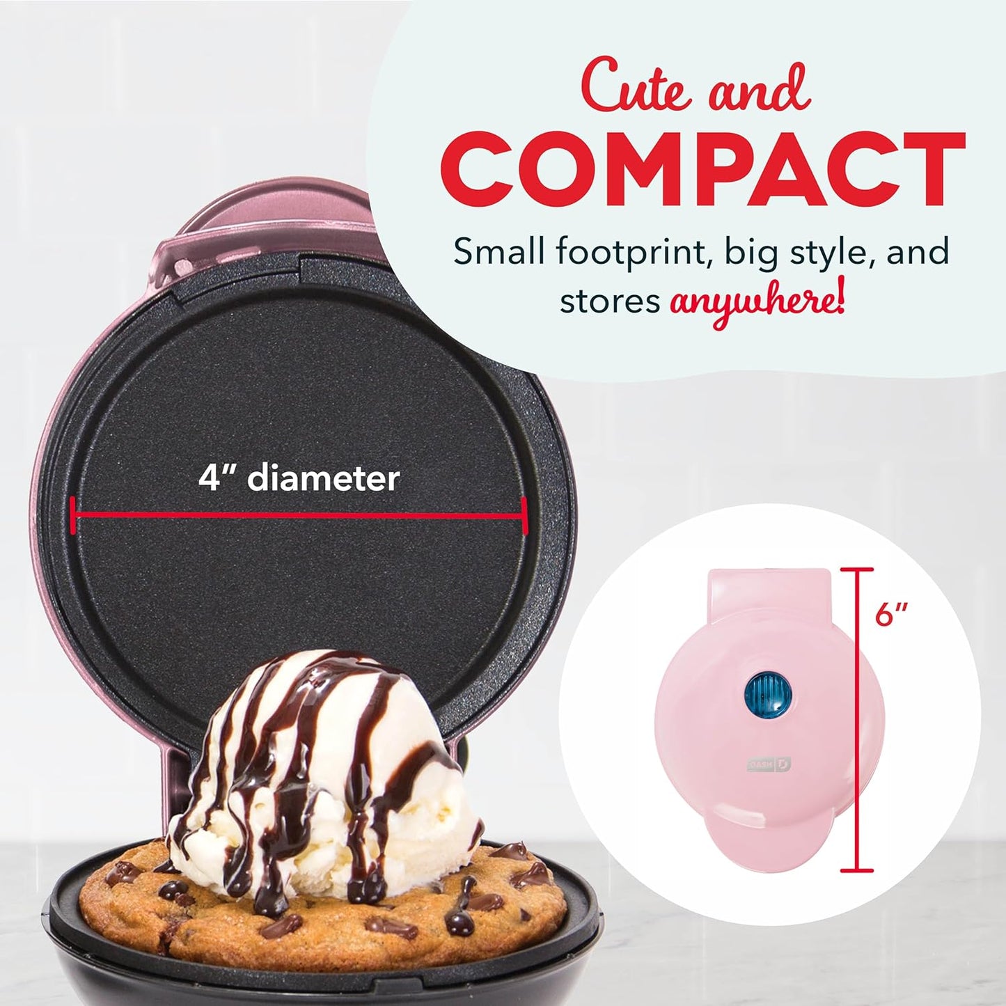 DASH Mini Maker Electric Round Griddle for Individual Pancakes, Cookies, Eggs & other on the go Breakfast, Lunch & Snacks with Indicator Light + Included Recipe Book - Aqua,4 Inch