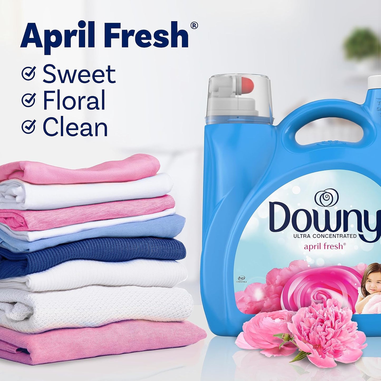 Downy Fabric Softener Liquid, April Fresh Scent, 140 fl oz, 190 Loads, HE Compatible