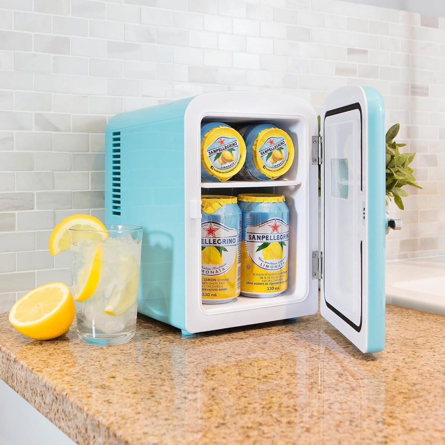 Coca-Cola Classic Coke Bottle 4L Mini Fridge w/ 12V DC and 110V AC Cords, 6 Can Portable Cooler, Personal Travel Refrigerator for Snacks Lunch Drinks Cosmetics, Desk Home Office Dorm, Red