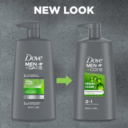 DOVE MEN + CARE 2-in-1 Shampoo and Conditioner Fresh and Clean 4 Count Nourishes and Invigorates Helps Strengthen Hair 25.4 oz