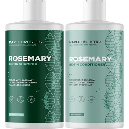 Volumizing Biotin Shampoo and Conditioner Set - Sulfate Free Shampoo and Conditioner for Dry Damaged Hair Care - Thinning Hair Shampoo and Conditioner with Nourishing Biotin and Rosemary Oil (8oz)