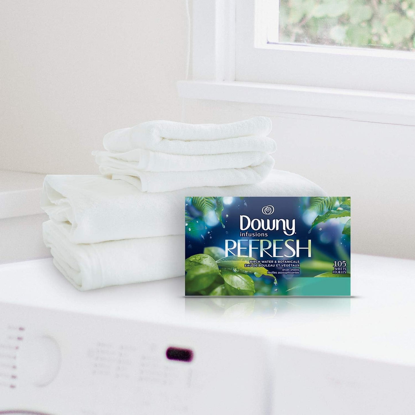 Downy Infusions Mega Dryer Sheets, Laundry Fabric Softener, CALM, Lavender and Vanilla Bean, 180 Count (3 box of 60 sheets)