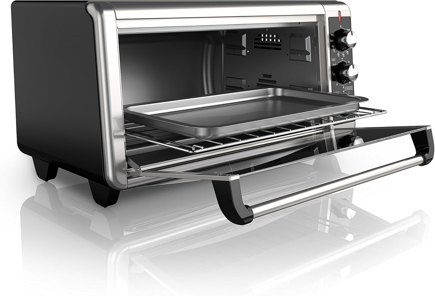 BLACK+DECKER 8-Slice Extra Wide Convection Toaster Oven, TO3250XSB, Fits 9"x13" Oven Pans and 12" Pizza, Stainless Steel/Black