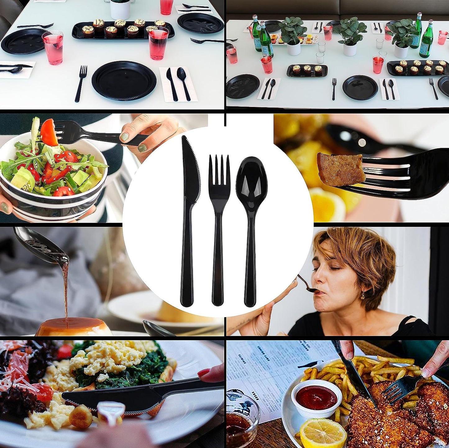 Party Bargains Disposable Cutlery set, SAPPHIRE Design, Clear Color, 360 Pieces: 180 Forks, 120 Spoons, 60 Knives