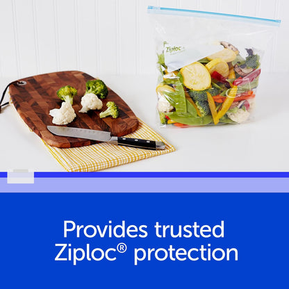 Ziploc Quart Food Storage Freezer Slider Bags, Power Shield Technology for More Durability, 34 Count