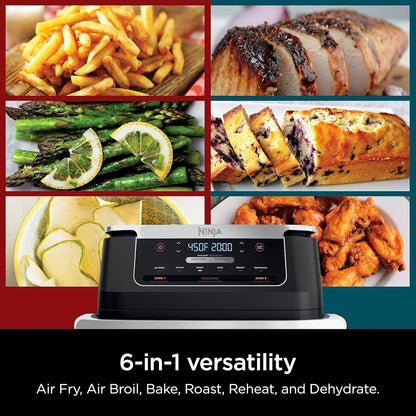 Ninja Air Fryer, Thermometer, Roast, Bake, Air Fry, Crisps, Broil, Reheats, Keep Warm, 10-in-1, Fries, Frozen Food, Veggies, and Meat, Quick Meals, Healthy Meals, Less Oil, 10 QT, Grey, DZ550