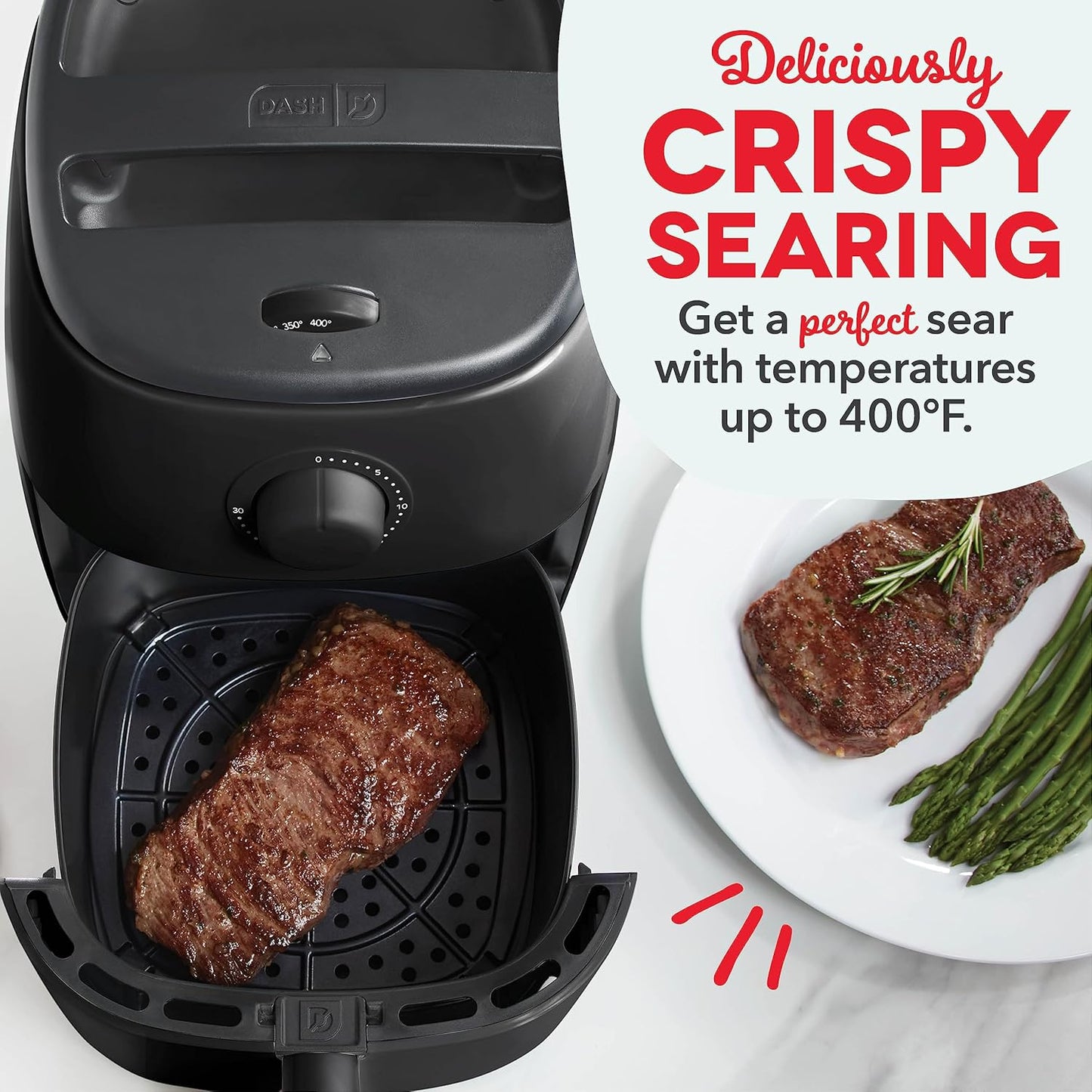 DASH Tasti-Crisp™ Electric Air Fryer Oven, 2.6 Qt., Aqua – Compact Air Fryer for Healthier Food in Minutes, Ideal for Small Spaces - Auto Shut Off, Analog, 1000-Watt