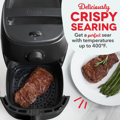 DASH Tasti-Crisp™ Electric Air Fryer Oven, 2.6 Qt., Aqua – Compact Air Fryer for Healthier Food in Minutes, Ideal for Small Spaces - Auto Shut Off, Analog, 1000-Watt
