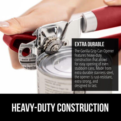 The Original Gorilla Grip Heavy Duty Stainless Steel Smooth Edge Manual Can Opener and Bottle Openers, Soft Handle, Rust Proof Oversized Handheld Easy Turn Knob, Multifunctional Kitchen Tool, Black