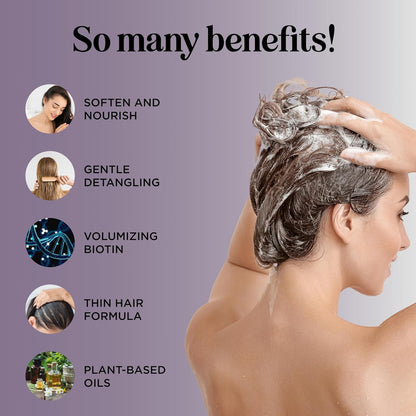 Volumizing Biotin Shampoo and Conditioner Set - Sulfate Free Shampoo and Conditioner for Dry Damaged Hair Care - Thinning Hair Shampoo and Conditioner with Nourishing Biotin and Rosemary Oil (8oz)