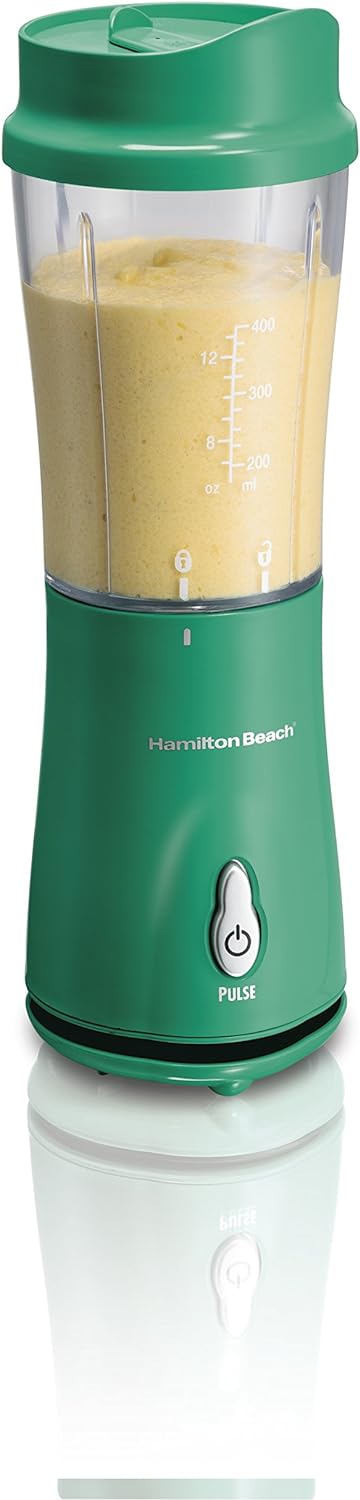 Hamilton Beach Portable Blender for Shakes and Smoothies with 14 Oz BPA Free Travel Cup and Lid, Durable Stainless Steel Blades for Powerful Blending Performance, Raspberry (51131)