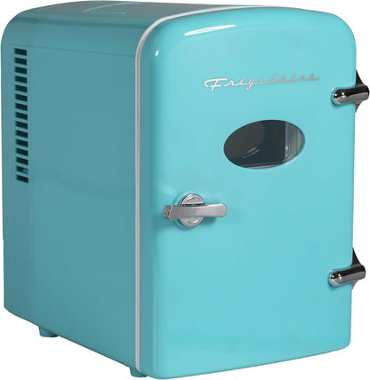Frigidaire Retro Mini Fridge Cooler, 4L Capacity Chills 6 12oz Cans, 100% Freon-Free & Eco Friendly, Portable Fridge for Car, Office, Bedroom, Dorm Room, or Cabin - 9.84"D x 7.09"W x 10.35"H (Pink)