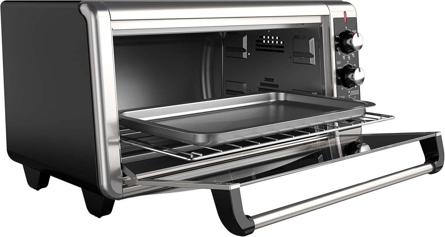BLACK+DECKER 8-Slice Extra Wide Convection Toaster Oven, TO3250XSB, Fits 9"x13" Oven Pans and 12" Pizza, Stainless Steel/Black