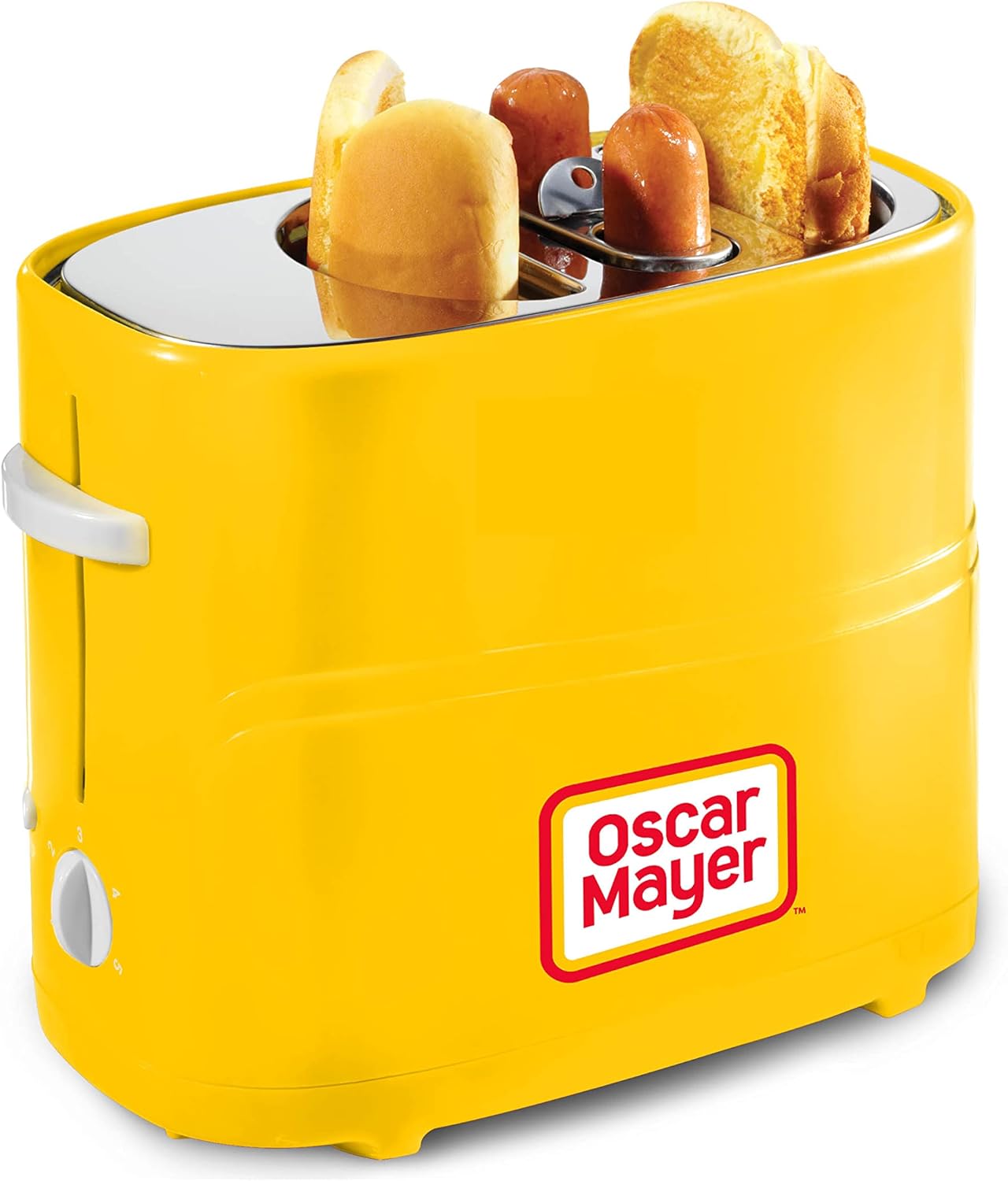 Nostalgia 2 Slot Hot Dog and Bun Toaster with Mini Tongs, Retro Toaster, Cooker that Works Chicken, Turkey, Veggie Links, Sausages Brats, Metallic Red