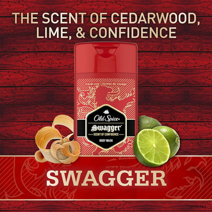 Old Spice Body Wash for Men, 24/7 Shower Fresh with Lasting Scent, Red Collection, Swagger with Cedarwood Scent, 24 fl oz (Pack of 2)