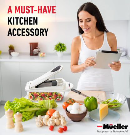 Mueller Pro-Series 10-in-1, 8 Blade Vegetable Chopper, Onion Mincer, Cutter, Dicer, Egg Slicer with Container, French Fry Cutter, Potato Slicer, Home Essentials & Kitchen Gadgets, Salad Chopper