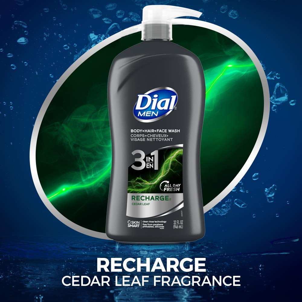 Dial Men 3in1 Body, Hair and Face Wash, Ultimate Clean, 32 Fl Oz