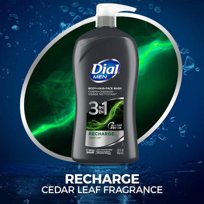 Dial Men 3in1 Body, Hair and Face Wash, Ultimate Clean, 32 Fl Oz