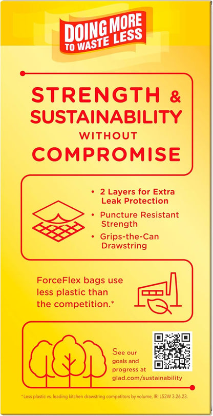 Glad Tall Kitchen Drawstring Trash Bags - Odorshield 13 Gallon White Trash Bag, Febreze Fresh Clean, 110 Count
