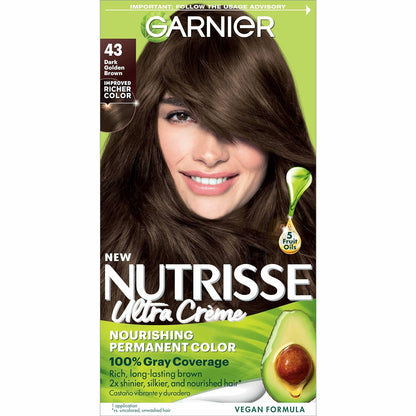 Garnier Hair Color Nutrisse Nourishing Creme, 40 Dark Brown (Dark Chocolate) Permanent Hair Dye, 1 Count (Packaging May Vary)