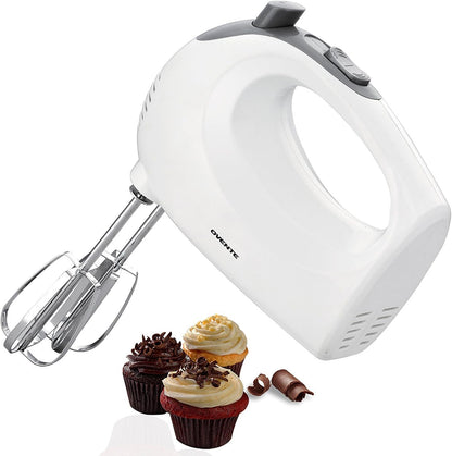 OVENTE Portable 5 Speed Mixing Electric Hand Mixer with Stainless Steel Whisk Beater Attachments & Snap Storage Case, Compact Lightweight 150 Watt Powerful Blender for Baking & Cooking, Black HM151B