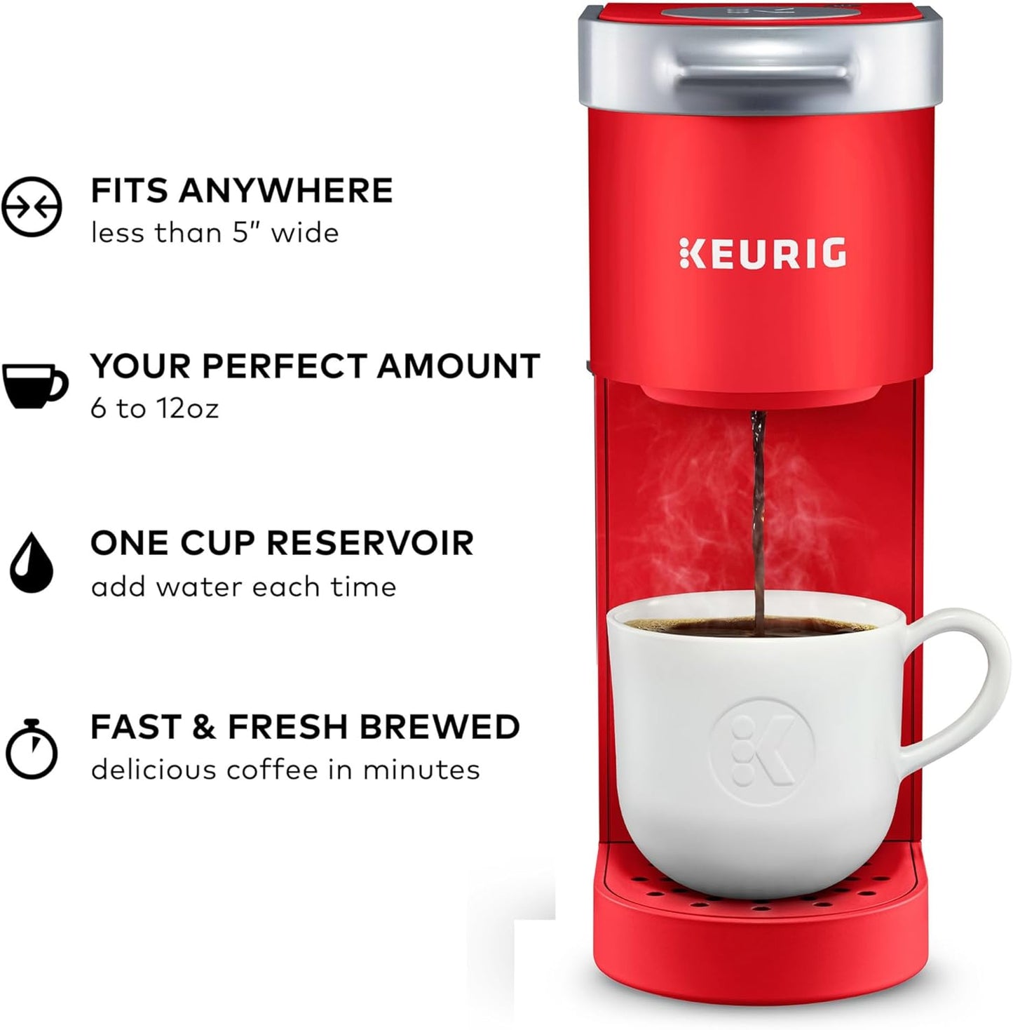 Keurig K-Mini Single Serve K-Cup Pod Coffee Maker, 6 to 12oz Brew size, with Cord Storage, Perfect for Small Spaces, Black