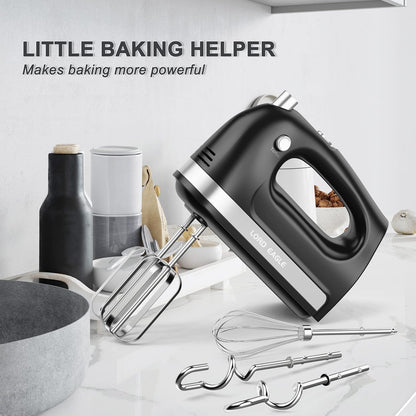 Lord Eagle Hand Mixer Electric, 400W Power handheld Mixer for Baking Cake Egg Cream Food Beater, Turbo Boost/Self-Control Speed + 5 Speed + Eject Button + 5 Stainless Steel Accessories (White)