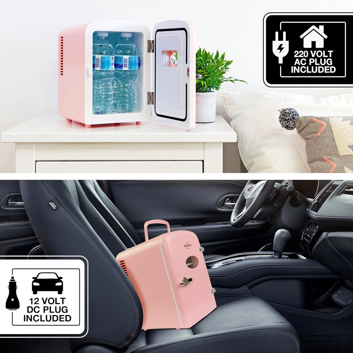 Coca-Cola Classic Coke Bottle 4L Mini Fridge w/ 12V DC and 110V AC Cords, 6 Can Portable Cooler, Personal Travel Refrigerator for Snacks Lunch Drinks Cosmetics, Desk Home Office Dorm, Red