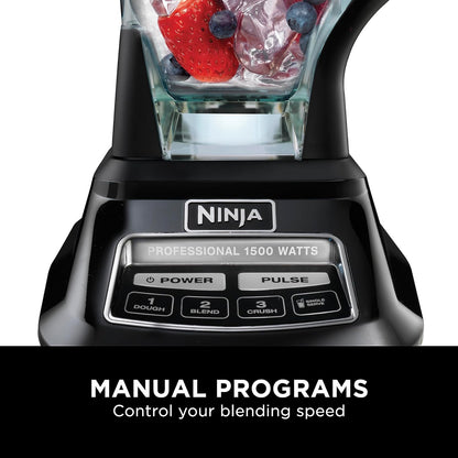 Ninja BL770 Mega Kitchen System, 1500W, 4 Functions for Smoothies, Processing, Dough, Drinks & More, with 72 Blender Pitcher, 64 Processor Bowl, (2) 16-oz. to-Go, Black, with 2 Nutri Cups + Lids