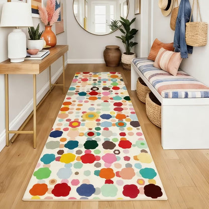 Colorful Polka Washable Runner Rug