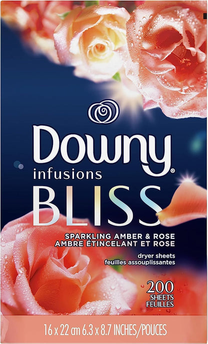 Downy Infusions Mega Dryer Sheets, Laundry Fabric Softener, CALM, Lavender and Vanilla Bean, 180 Count (3 box of 60 sheets)