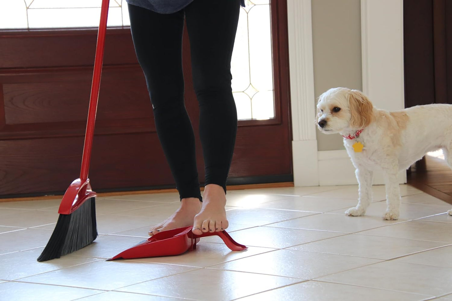 O-Cedar One Sweep Broom with Step-On Dustpan | Remove 99% with One Sweep | Lightweight Quiet Cleaning Tool | Ideal for Pet Owners
