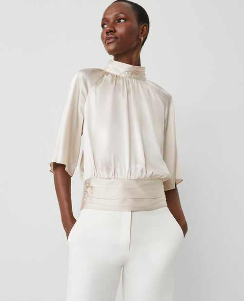 Studio Collection Silk Mock Neck Top
