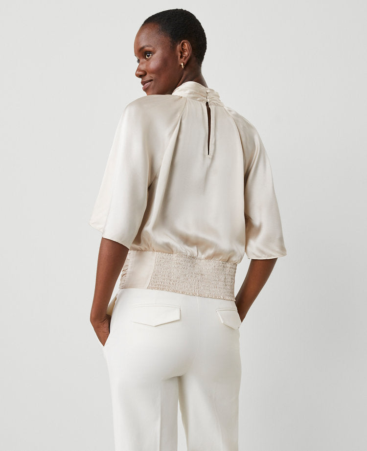 Studio Collection Silk Mock Neck Top
