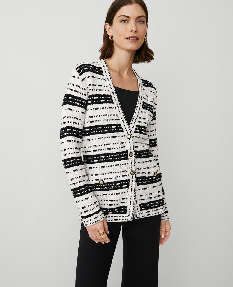 Striped Tweed Sweater Jacket