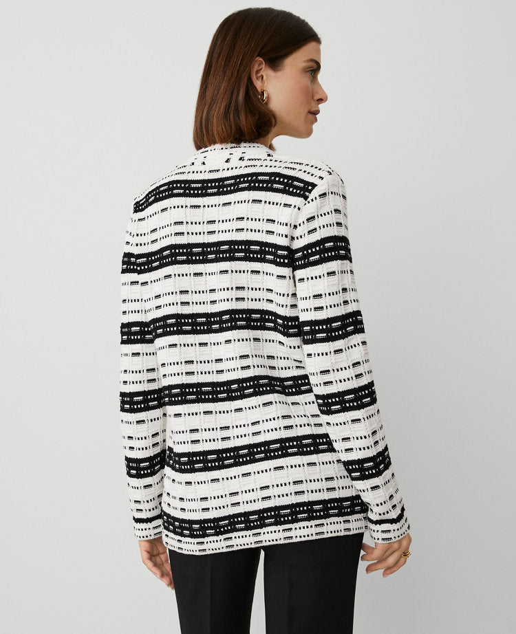 Striped Tweed Sweater Jacket