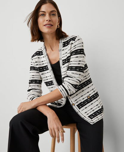 Striped Tweed Sweater Jacket